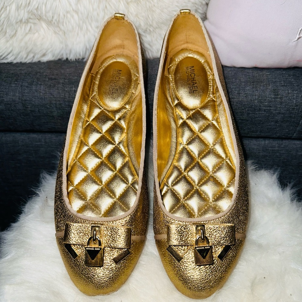 MICHAEL Michael Kors Alice Metallic Leather Ballet Flats✨
